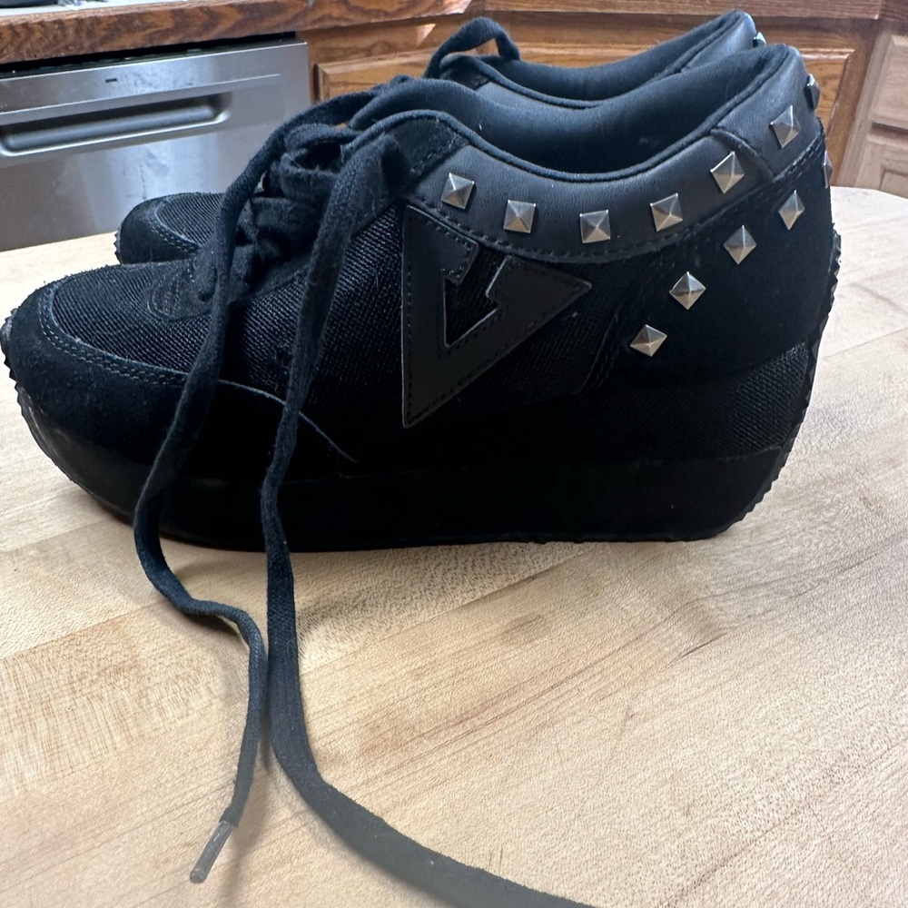 Volatile Black leather trainers with studded side detail